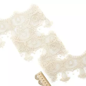 Кружево гипюр 125 мм/13,71м, персиково-бежевый