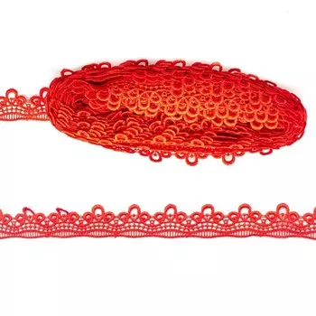 Кружево гипюр KRUZHEVO 40 мм/13,71 м (515 красный)