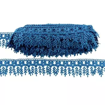 Кружево гипюр с подвесками 6 см/13,72 м (21515 джинсовый)