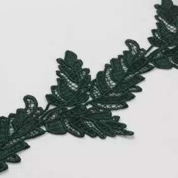 Кружево гипюровое, 100 мм × 6,8 ± 0,5 м, цвет изумрудный