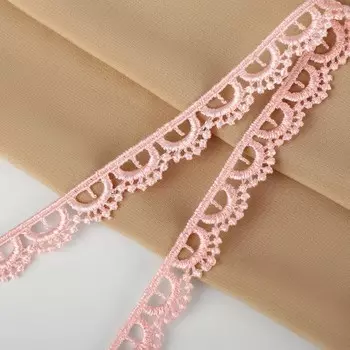 Кружево гипюровое, 13 мм 11 ± 1 м, цвет нежно-розовый