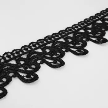 Кружево гипюровое, 45 мм 9 ± 0,5 м, цвет чёрный