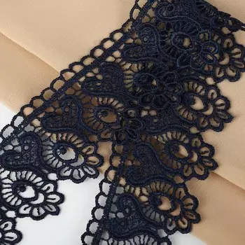 Кружево гипюровое, 46 мм, 11±1 м, тёмно-синее