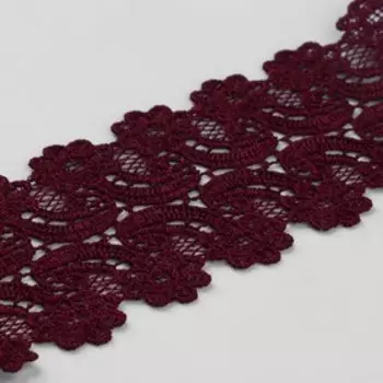 Кружево гипюровое, 70 мм × 6,8 ± 0,5 м, цвет винный