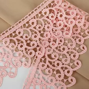 Кружево гипюровое, 78 мм, 11±1 м, нежно-розовое