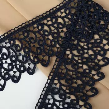 Кружево гипюровое, 78 мм 11 ± 1 м, цвет тёмно-синий