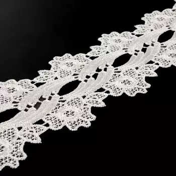 Кружево гипюровое, 80 мм 9 ± 0,5 м, цвет белый
