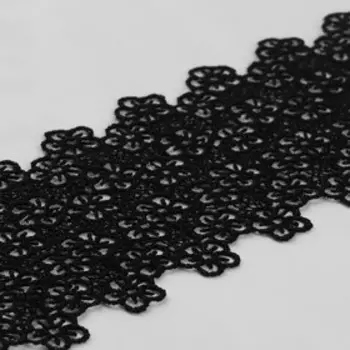 Кружево гипюровое, 80 мм, 6.8±0.5 м, цвет чёрный