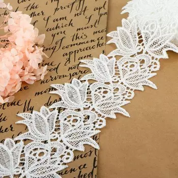 Кружево гипюровое, 90 мм 9 ± 0,5 м, цвет белый