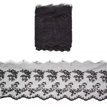 Кружево капрон 16,7 см/3,4 м (+/- 4 см) 0574-6002, чёрный