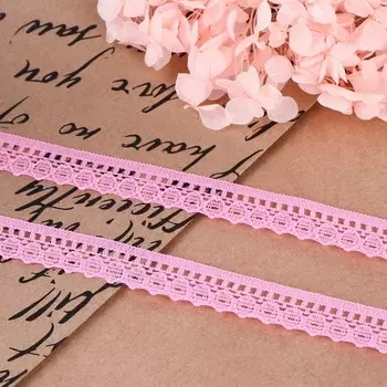 Кружево капроновое, 12 мм 10 ± 1 м, цвет розовый