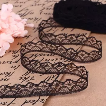 Кружево капроновое, 15 мм 10 ± 1 м, цвет чёрный №2