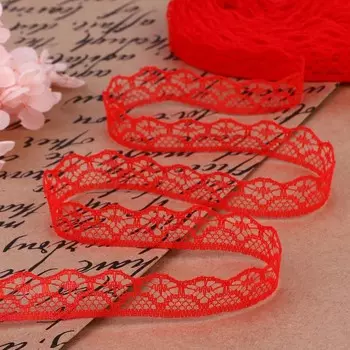 Кружево капроновое, 15 мм 10 ± 1 м, цвет красный №17