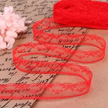 Кружево капроновое, 20 мм 10 ± 1 м, цвет красный