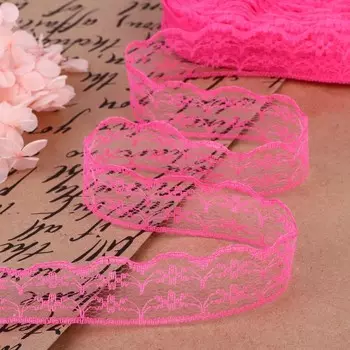 Кружево капроновое, 22 мм, 10±1 м, цвет ярко-розовый №2