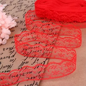 Кружево капроновое, 22 мм, 10±1 м, цвет красный №20
