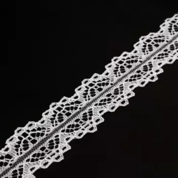 Кружево капроновое, 25 мм 10 ± 1 м, цвет белый