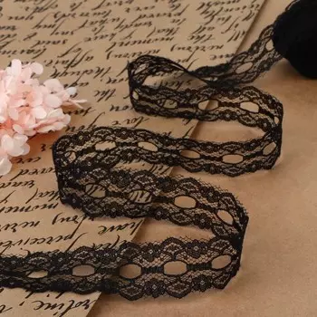 Кружево капроновое, 30 мм 10 ± 1 м, цвет чёрный