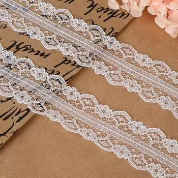 Кружево капроновое, 32 мм 10 ± 1 м, цвет белый