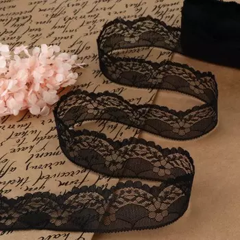 Кружево капроновое, 40 мм 10 ± 1 м, цвет чёрный