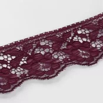 Кружево капроновое, 60 мм 10 ± 1 м, цвет бордовый