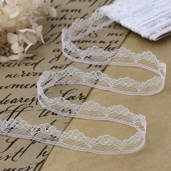 Кружево капроновое, с люрексом, 15 мм 10 ± 1 м, цвет белый