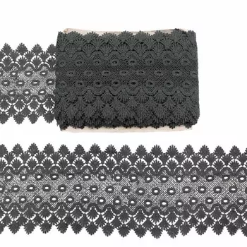 Кружево матовое гипюр 17 см/9,14 м (214 тёмно-серый)