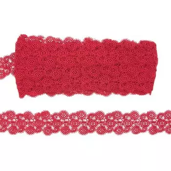 Кружево матовое гипюр 3,8 см/9,14 м (073 бордовый)
