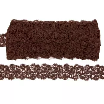 Кружево матовое гипюр 3,8 см/9,14 м (266 тёмный шоколад)