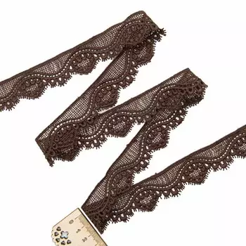 Кружево матовое гипюр 3 см/9,14 м (266 тёмный шоколад)