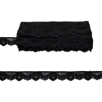 Кружево матовое гипюр 3 см/9,14 м (чёрный)