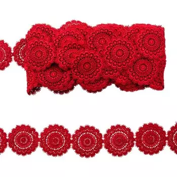 Кружево матовое гипюр 5,5 см/9,14 м (073 бордовый)