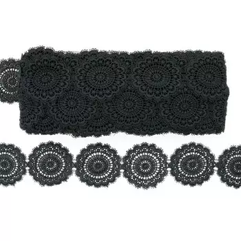 Кружево матовое гипюр 5,5 см/9,14 м (214 тёмно-серый)