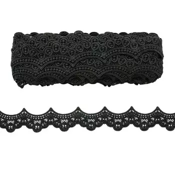 Кружево матовое гипюр 5 см/13,72 м (чёрный)