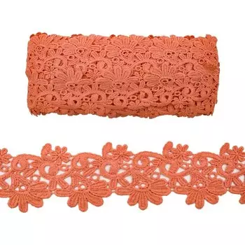 Кружево матовое гипюр 6 см/13,72 м (169 коралловый)