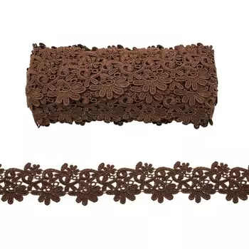 Кружево матовое гипюр 6 см/13,72 м (77 шоколад)