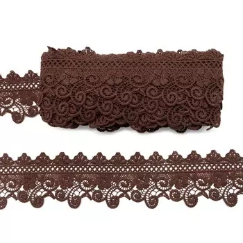 Кружево матовое гипюр 7,5 см/9,14 м (266 тёмный шоколад)