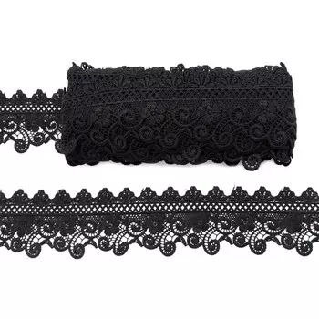 Кружево матовое гипюр 7,5 см/9,14 м (чёрный)