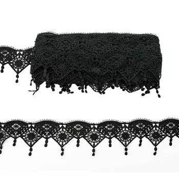 Кружево матовое гипюр с подвесками 5,5 см/9,14 м (214 тёмно-серый)