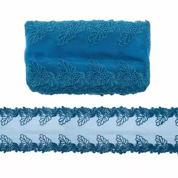 Кружево матовое на сетке 12 см/13,72 м (синий)