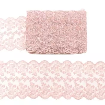 Кружево матовое на сетке 13 см/18,29 м (090 пыльная роза)