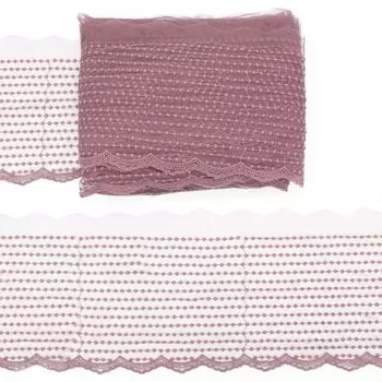 Кружево матовое на сетке 18,5 см/18,29 м (090 пыльная роза)