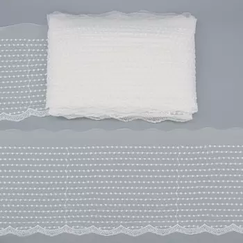 Кружево матовое на сетке 18,5 см/18,29 м (белый)