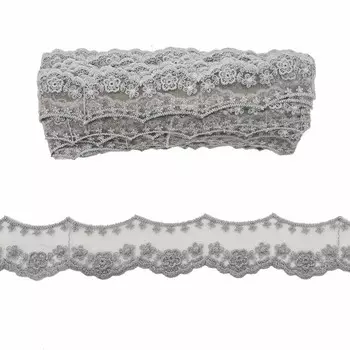 Кружево матовое на сетке 4,5 см/11,35 м (серый)