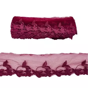 Кружево матовое на сетке 6 см/13,72 м (бордовый)