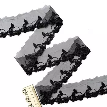 Кружево матовое на сетке 6 см/13,72 м (чёрный)
