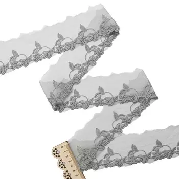 Кружево матовое на сетке 6 см/13,72 м (серый)