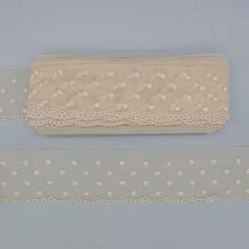 Кружево матовое на сетке 6 см/18,29 м (406 молочный)