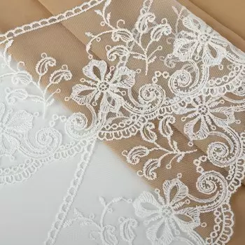 Кружево на сетке, 110 мм, 11±1 м, айвори