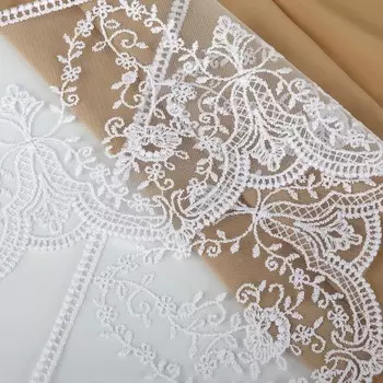 Кружево на сетке, 145 мм, 11±1 м, белое